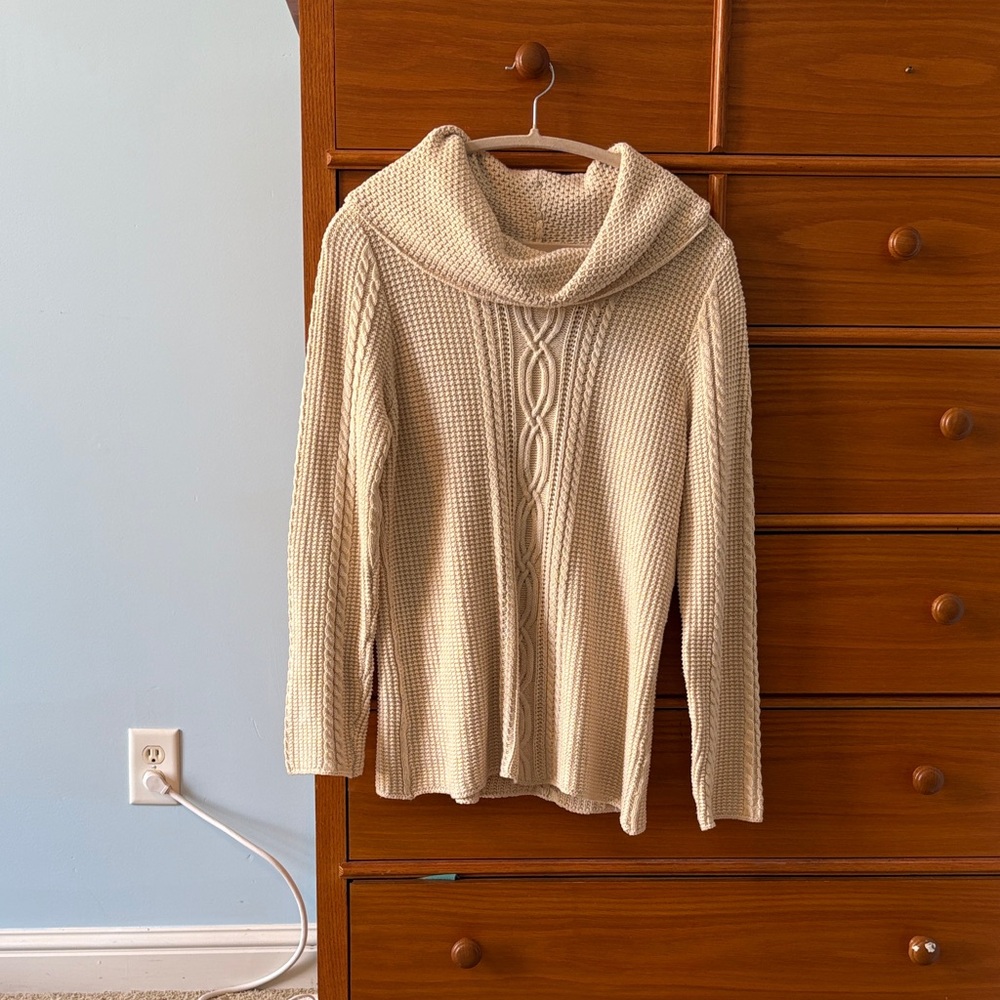 JEANNE PIERRE Cream Cowl Neck Sweater